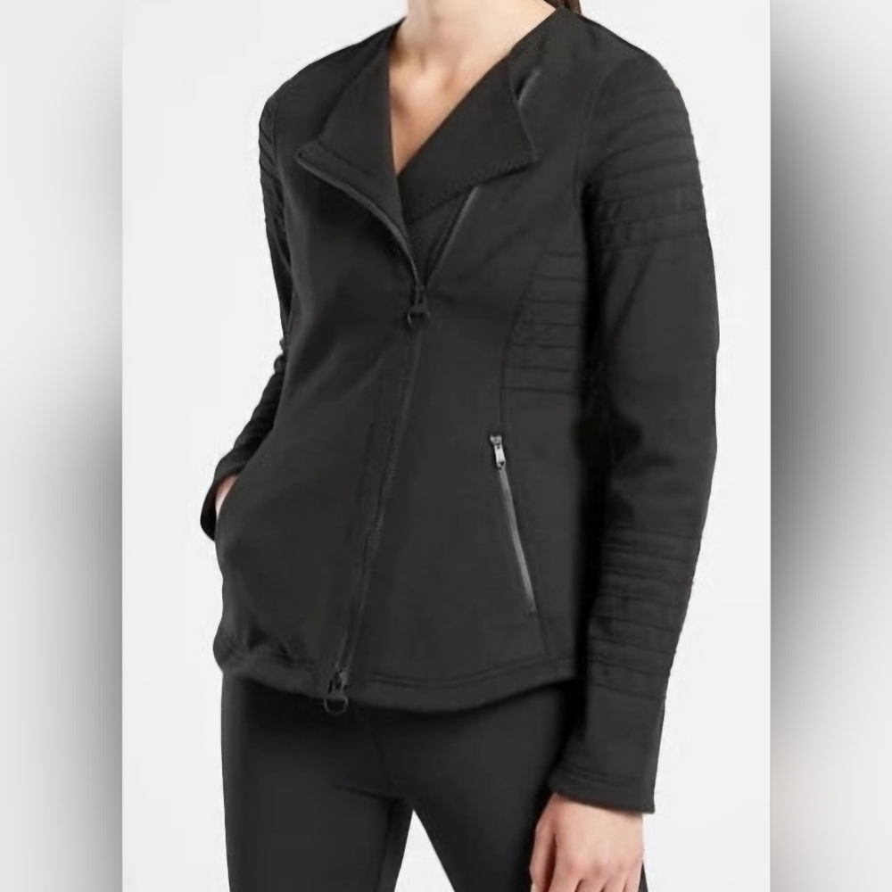 Athleta Moto Jacket Black Size Medium Biker Atheltic‎